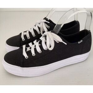 Keds Triple Kick Platform Lace Up Sneakers Size 8 Black Womens Canvas Shoes